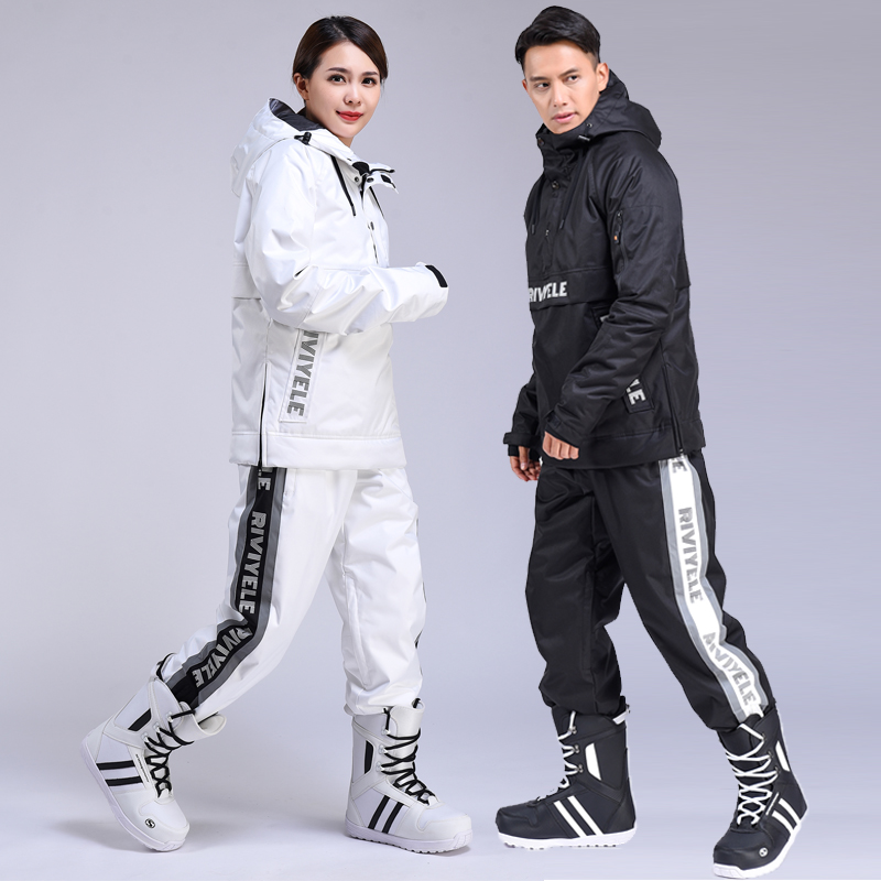 Ski suit men's snowboard waterproof plus cotton wear-resistant breathable Korean version of the couple's ski hoodie set women