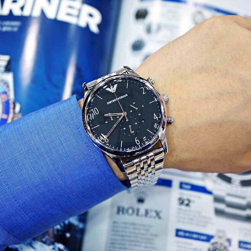 Counter Armani men's watch Armani fashion three-eye stainless steel quartz waterproof men's watch AR1863