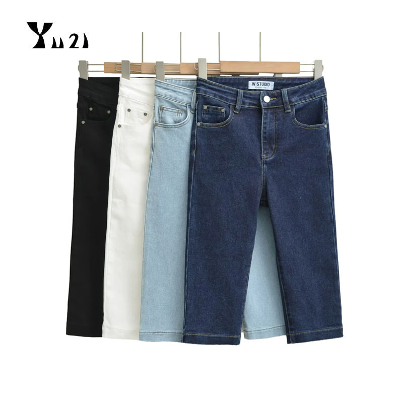 Kendall Denim Mid-Length Pants for Women, Elastic Slim-Fit Slimming Capri Pants, New Summer High-Waisted Skinny Pants