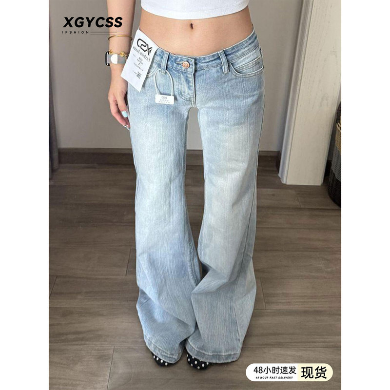 Light Blue Low-Waisted, Non-Tight-Fitting, Slightly Flared Jeans for Women, 2026 Summer New Style, Slimming, Versatile Straight-Leg Flared Pants Light Blue Low-Waisted, Non-Tight-Fitting, Slightly Flared Jeans for Women, 2026 Summer New Style, Slimming, Versatile Straight-Leg Flared Pants