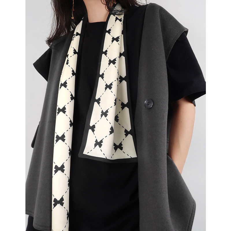 Miss Kelyn (Hepburn style) silk scarf high-quality small long hair tie tied bag ribbon belt scarf