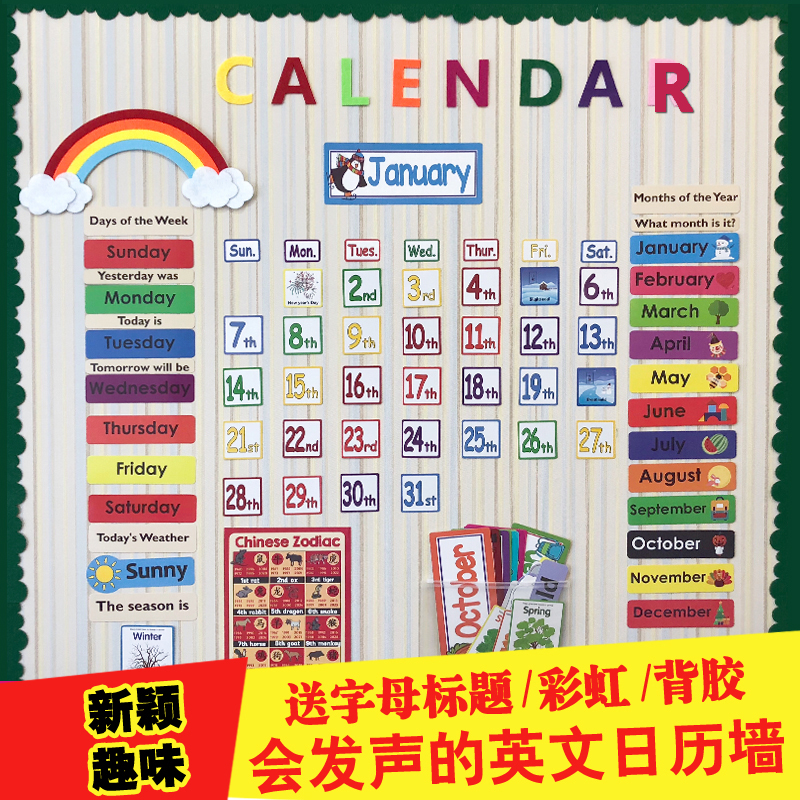 Flash card full set of early education English cards Little master point reading pen sound English calendar wall enlightenment baby stickers