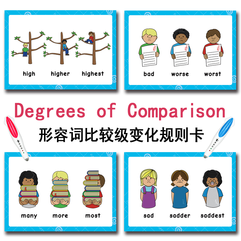 English adjectives change rules Card little master point reading English enlightenment card classroom teaching aids
