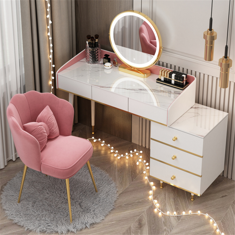 Dressing table modern light luxury bedroom simple small apartment board pattern makeup table net celebrity ins wind storage cabinet one
