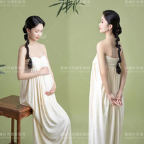 Photothemed pregnant woman photo themed clothing new Chinese retro white Breasted Skirt Gestation for True Art Photography