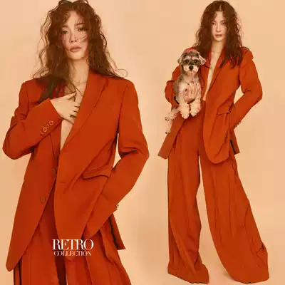 Art photo personal photo costume Hong Kong style photo photo studio photo studio sample suit theme red suit