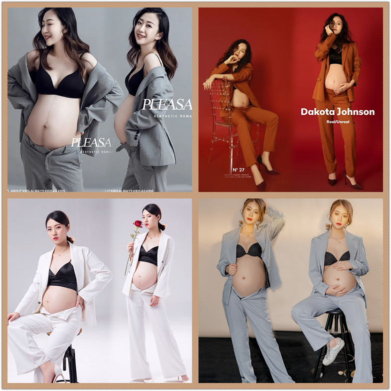 New fashion gray maternity photo costume studio photography photo photo belly mommy suit suit Hong Kong version suit