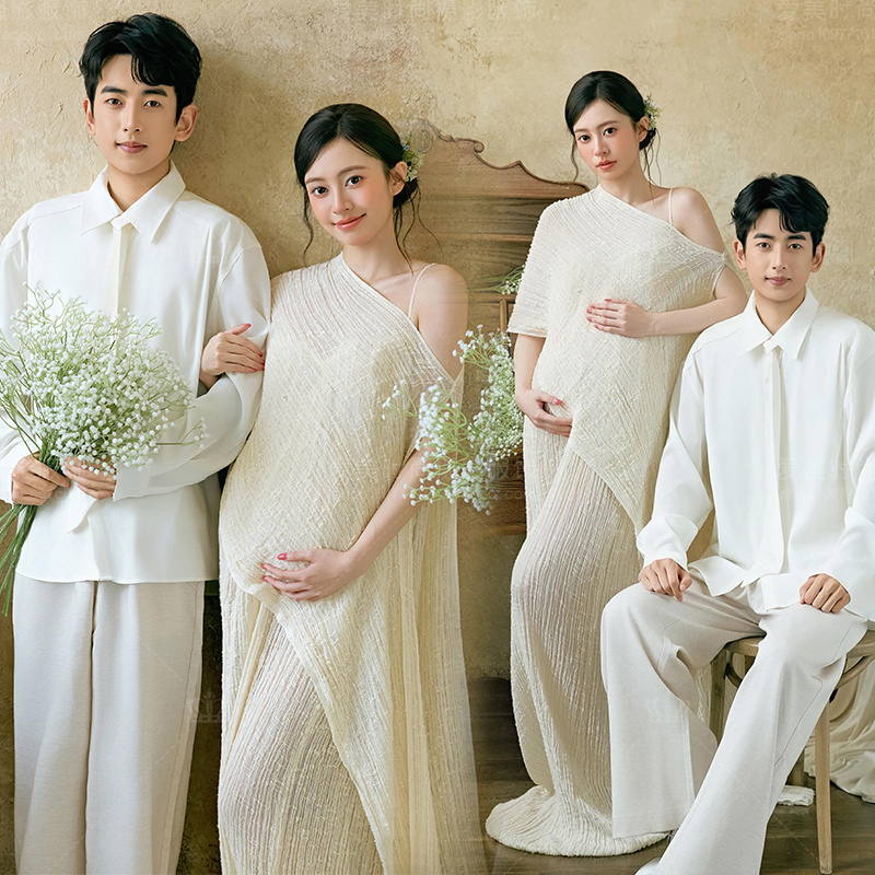 Maternity Wear Couple-Themed Studio Photography Outfits, Lazy Style High-End White Dress Couple Photography Clothing Maternity Wear Couple-Themed Studio Photography Outfits, Lazy Style High-End White Dress Couple Photography Clothing