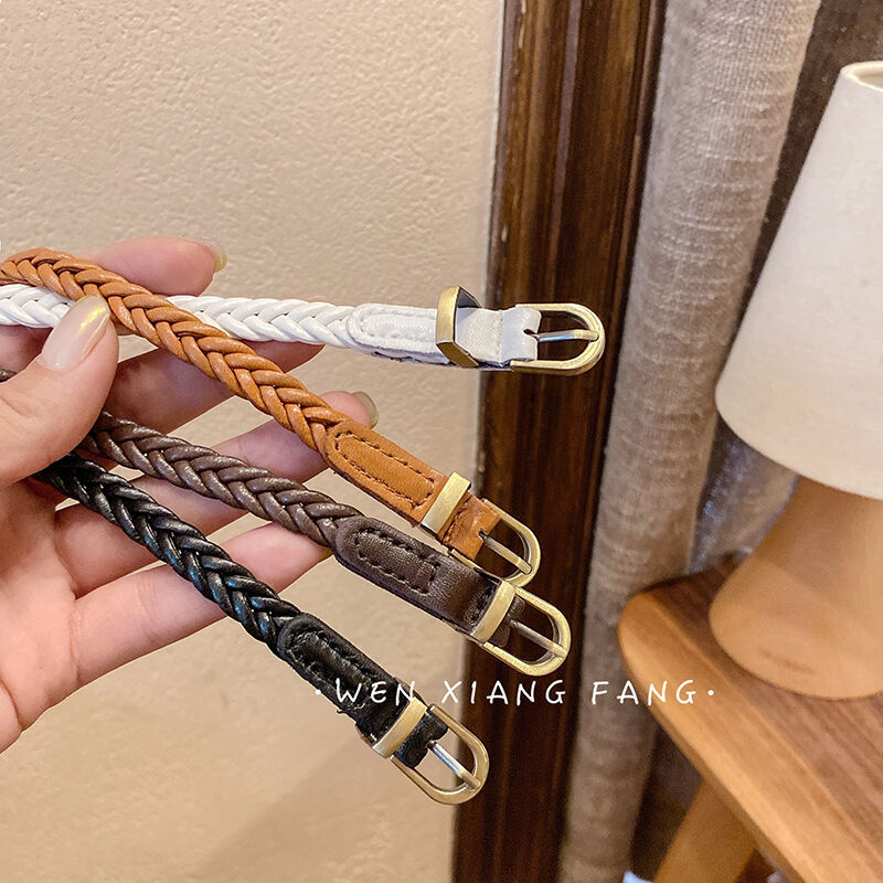 Korean Woven Belt for Women, Suitable for Dresses and Coats, Waist-Cinching, ins Style, Simple and Versatile, Decorative Thin Belt Korean Woven Belt for Women, Suitable for Dresses and Coats, Waist-Cinching, ins Style, Simple and Versatile, Decorative Thin Belt