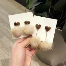 Korea ins wind autumn and winter cute fur earrings earrings female Han version temperament Brief about 100 hitch-ear ornaments