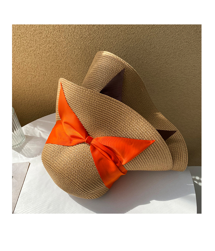 Women's Vacation Solid Color Bowknot Big Eaves Straw Hat display picture 1