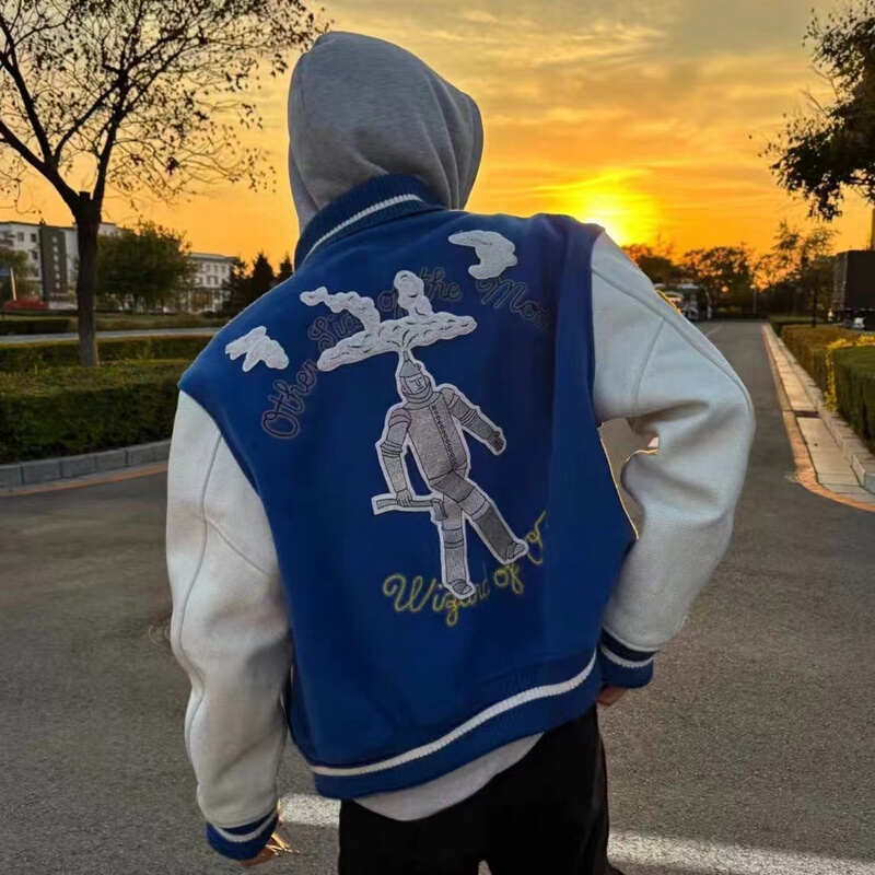 In-Stock Steam Robot Baseball Jacket Vibe Jacket Top Layer Leather Versatile Unisex Jacket