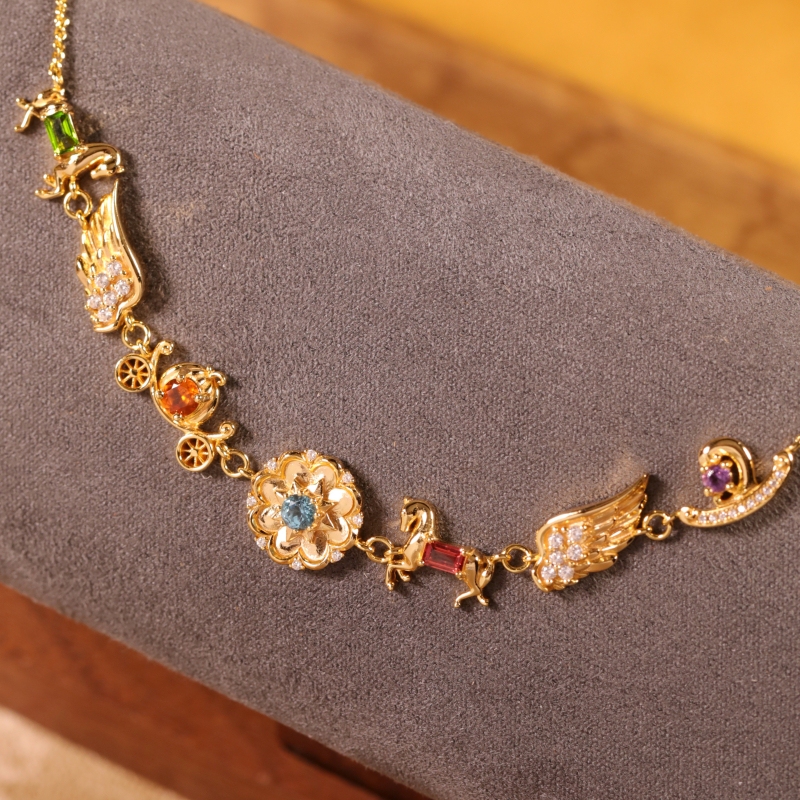 Carousel Ximan Original Colorful Gemstone Vintage Bracelet, Light Luxury, Exquisite, Niche, Elegant, High-End, Birthday Gift for Women