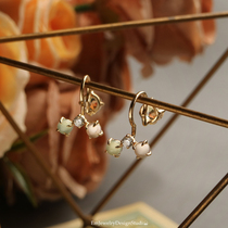 Man light luxury Japanese grapevine crystal ear clip silver gilded inlay gemstone painless ear hole ear clip ear ornaments