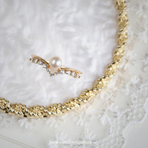 Finger Wing Man light luxury advanced sense row drill natural pearl ring silver gilded retro elegant temperament ring