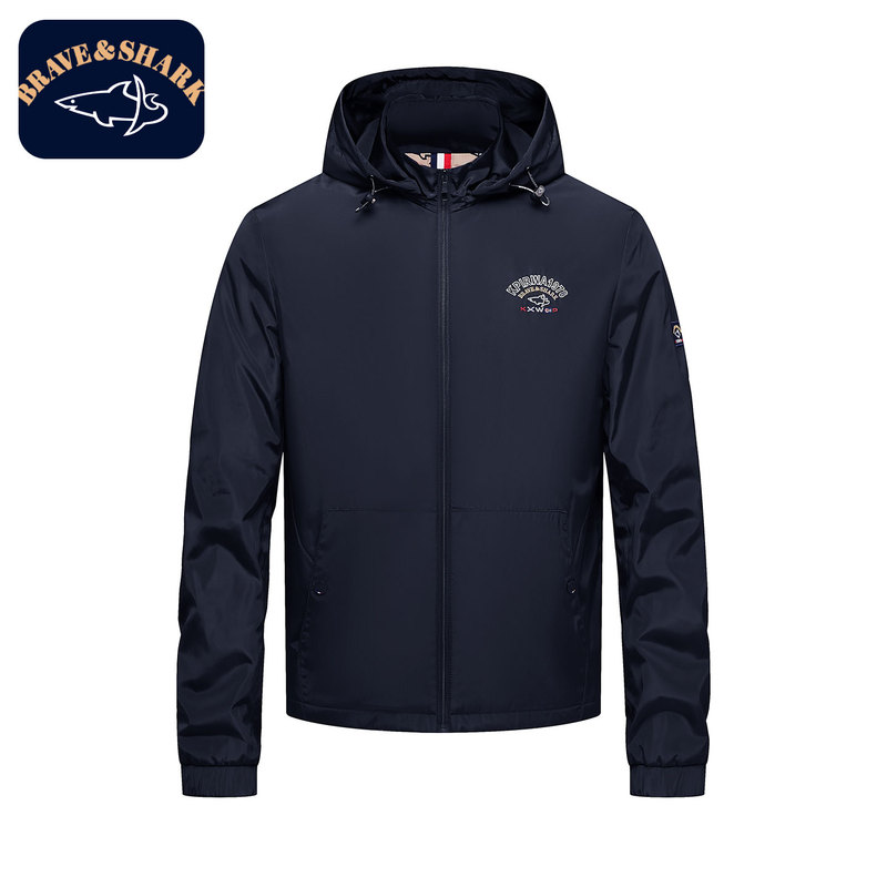 Brave&Shark Warrior Shark Hooded Jacket Men's Spring and Autumn Windproof Outdoor Sports Anti-Wrinkle Jacket for Young and Middle-Aged People