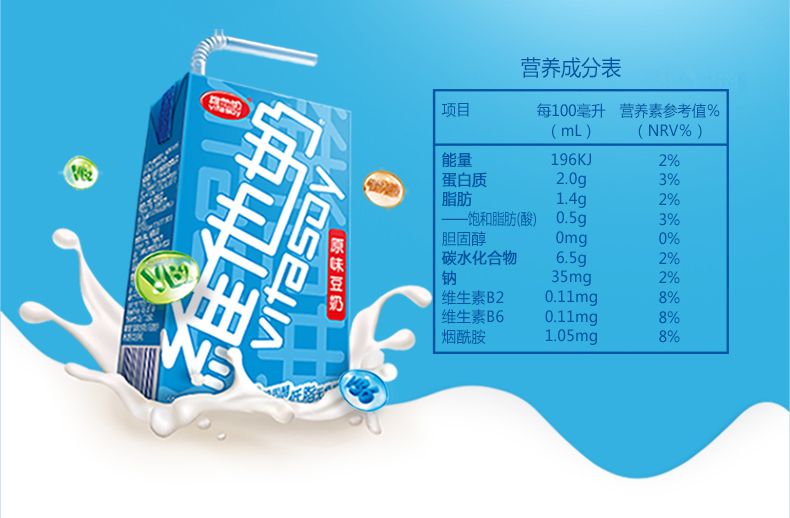 天猫超市 维他奶 原味豆奶 低脂肪0胆固醇 250ml*24盒 图6