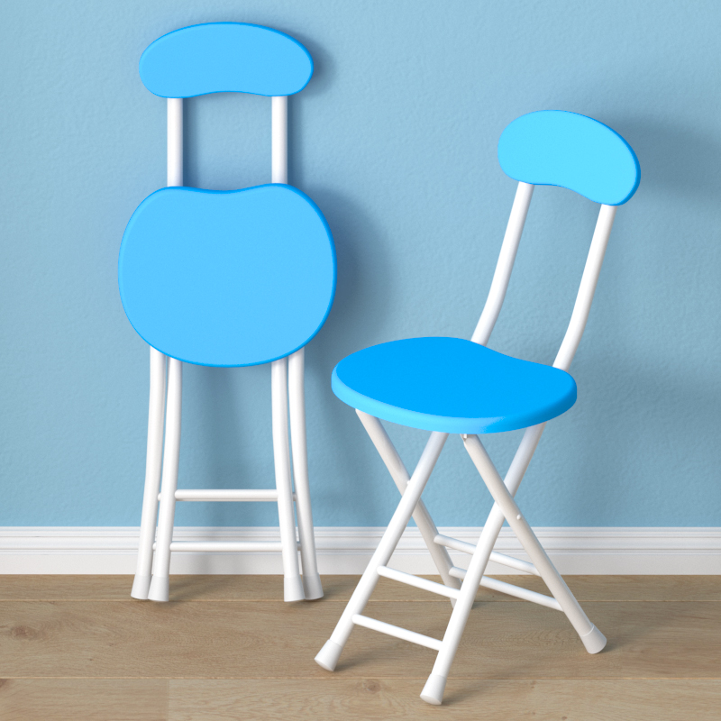 [Hard Wooden Seat] White Frame Blue Matte