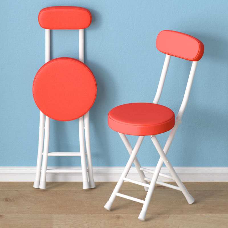 [Steel Plate Soft Chair] White Frame Red Leather 4cm Raw Cotton