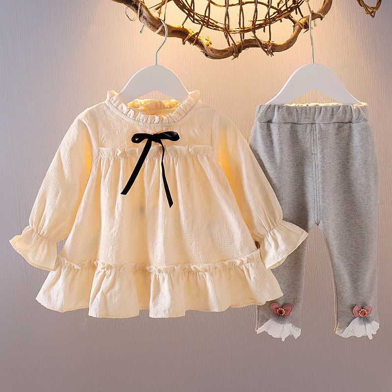One-year-old baby girl autumn two-piece set foreign style children's clothing girls autumn suit baby casual clothes suit trendy