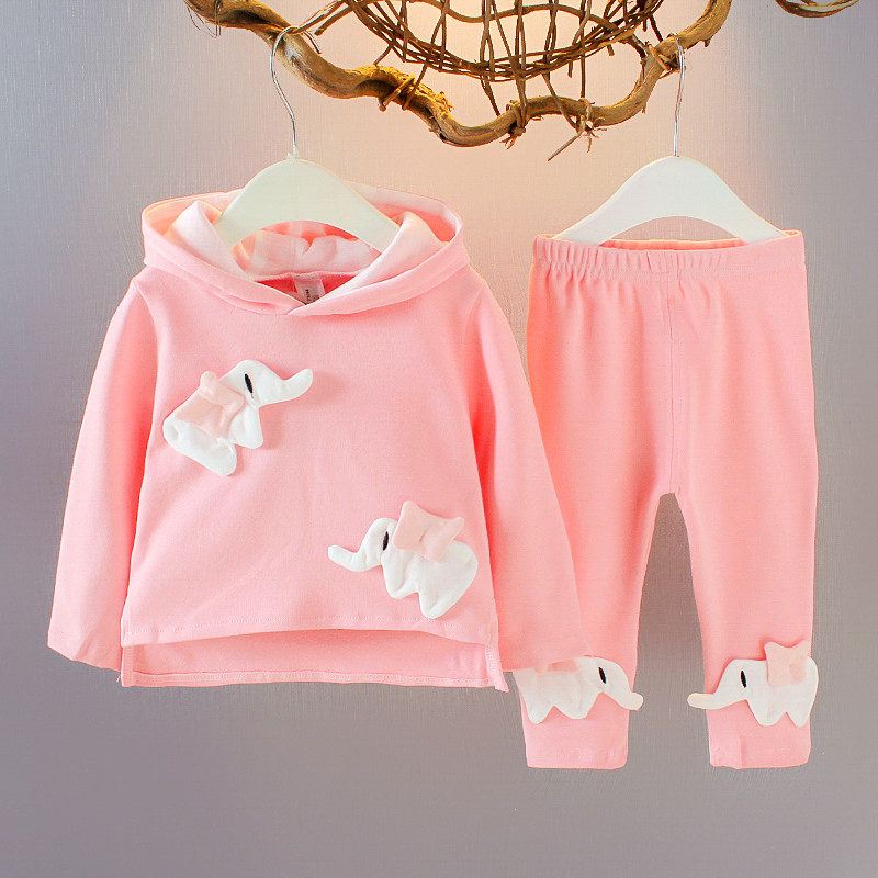 2022 Spring new girl's thick T-shirt Spring loaded with two sets of 1-2-3-year-old female baby jacket Baby clothes New Tide 4