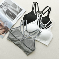 Màu đen gợi cảm backless ống top với phần đệm ngực ngắn quấn ngực đồ lót phía dưới dây đeo làm đẹp trở lại áo vest thể thao nữ áo lót dây