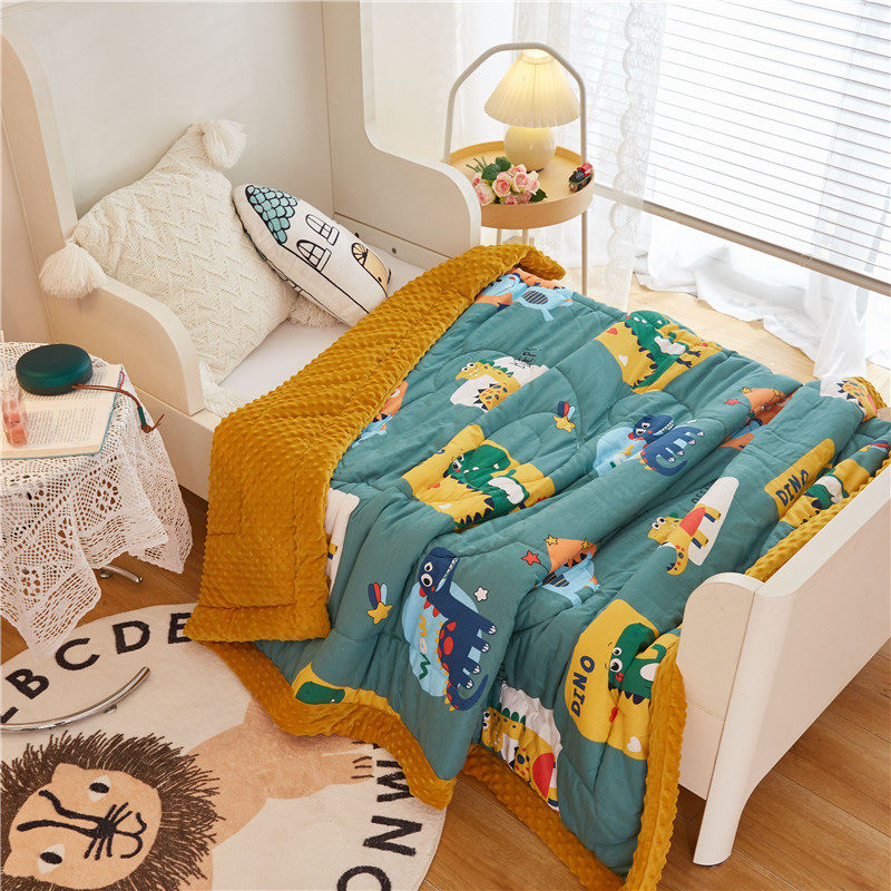 3D bean velvet thickened blanket children's blanket office nap blanket dormitory single double cotton quilt spring and autumn