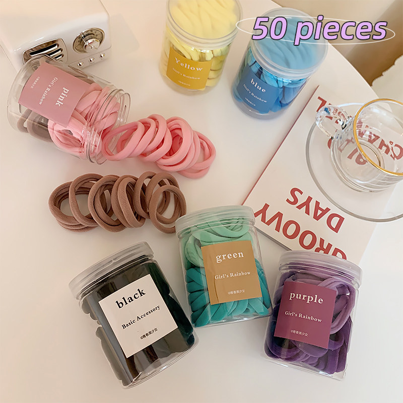 50 set net red ins wind ring Korea jane Zama tail leather rib-tie head rope girl sweet rough circle