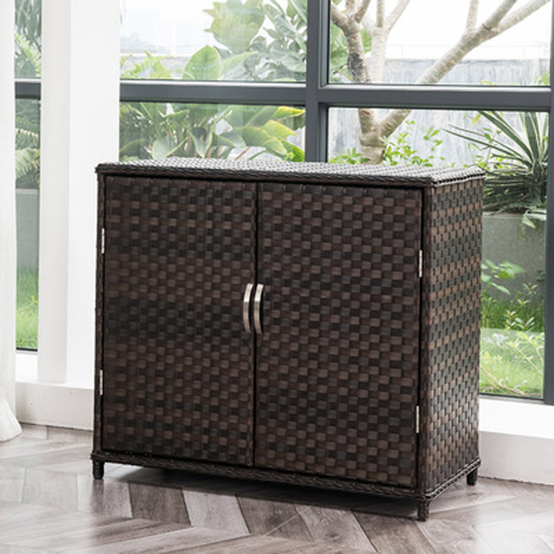 Outdoor Balcony Sunscreen Shoes Cabinet Rattan with outdoor balcony Garden Courtyard Containing cabinet Rattan Bookcase