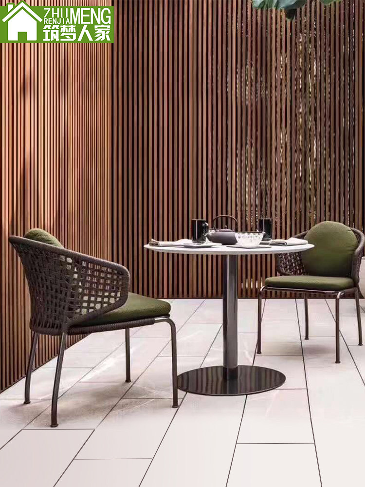 Outdoor Furniture Nordic Balcony Table And Chairs Designer Boilerplate Custom Patio Outdoor Casual Table And Table Rattan Chair Three Sets