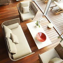 Designer Nordic style rattan sofa Hotel Club outdoor tremble sound sofa cafe model room rattan sofa