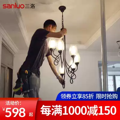 American stair lamp chandelier long chandelier European rotating compound building Nordic simple retro creative personality lamp P146