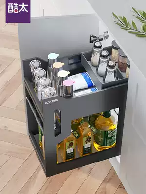 Cool Tai pull basket kitchen whole cabinet seasoning basket kitchen whole cabinet opening type built-in aluminum alloy stainless steel seasoning pull basket