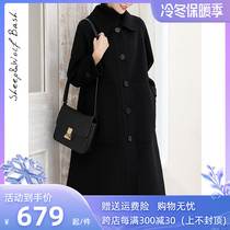 The new long black hair in the autumn coat and the Korean version of the high-end zero cashmere double-sided coat are loose