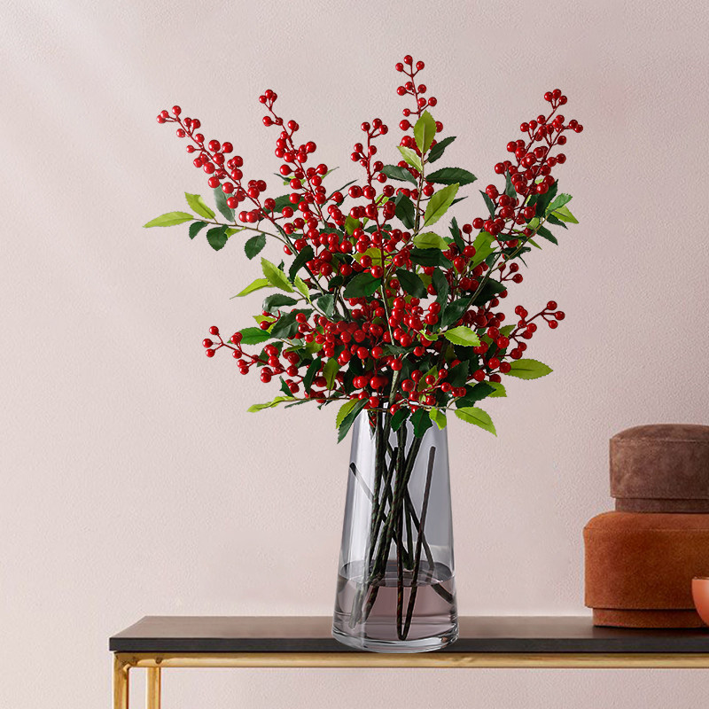 Red hair fortune berries emulated flower pendulum pieces lucky fruit living room Merchants drying flower Living room furnishing table hem flower decoration