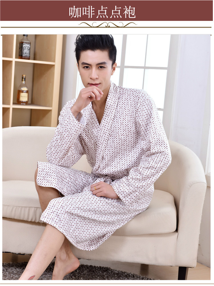 Áo ngủ nam mùa xuân và mùa thu dài tay sexy áo choàng tắm nam cotton dài đồ ngủ kích thước lớn bông giản dị dịch vụ nhà