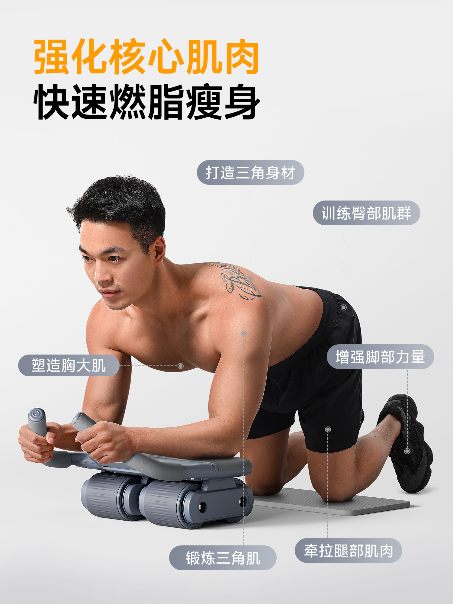 Abdominal Wheel 2025 New Model Fitness Home Equipment Automatic Rebound Abdominal Muscle Trainer for Men and Women Slim Belly Abdominal Roller