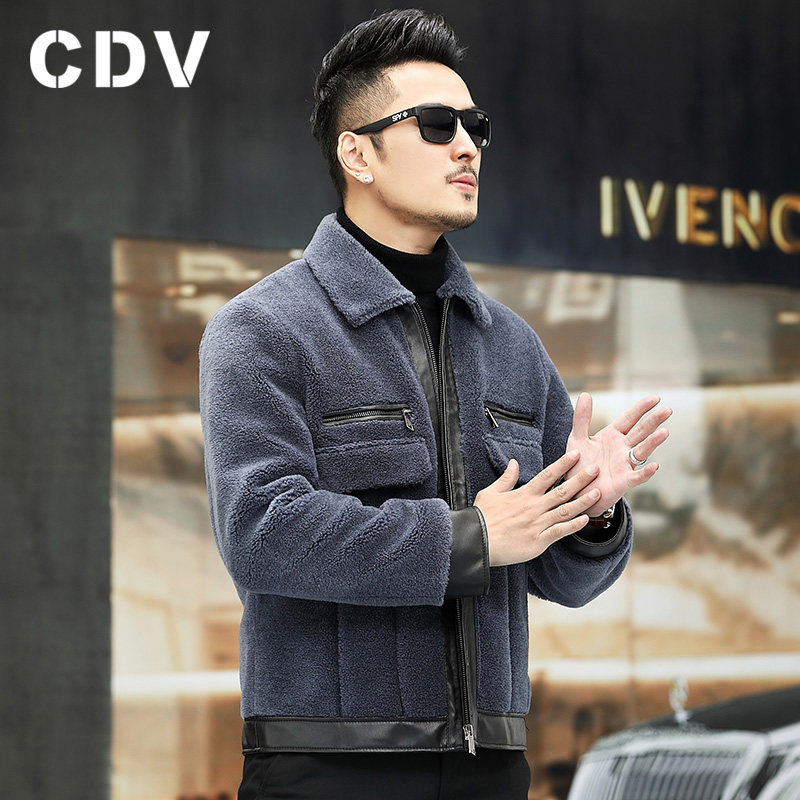 (Clearance)Haining sheep shearing men's fur short one-piece lamb fur coat winter fur coat coat tide
