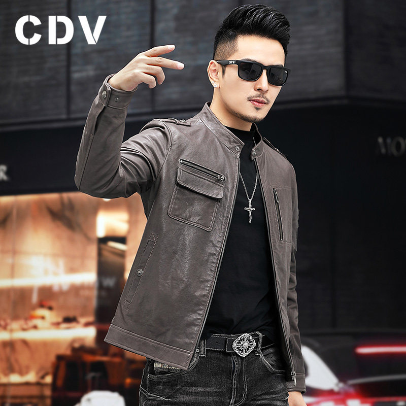 2022 Haining new men's fur coat with short oil wax sheep leather jacket casual coat tide