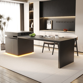 The island dining table is retractable and customizable