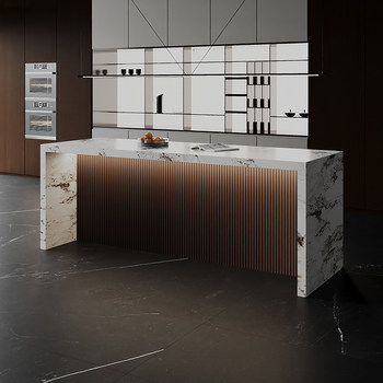 Stone slab island bar sofa bar