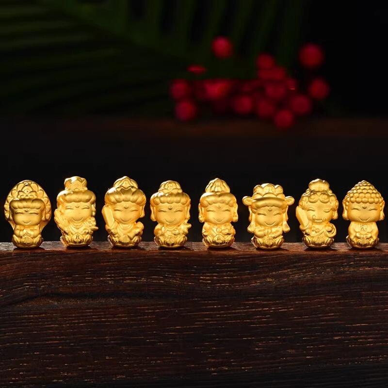 Twelve Zodiac Birth Year Buddha Bracelet with Gold-Plated Silver Beads, Good Luck Beads, Red Bracelet for Girlfriend, Valentine's Day Gift