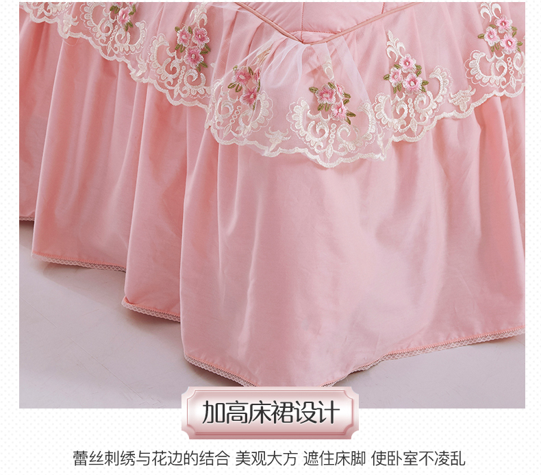 Bộ chăn ga gối bông trải giường đơn giản Chất liệu cotton đơn dày 1,5m1,8 m cộng với bộ chăn ga gối Hàn Quốc váy giường đẹp	