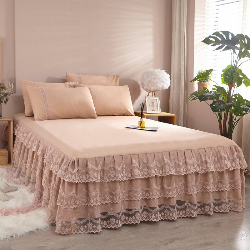 European lace edge bed skirt bed cover single piece Princess wind lace thin protective cover 1 8m bed cover dustproof summer