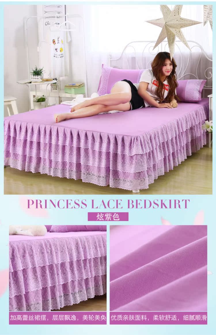 Hàn giường ren phong cách váy bedspread mảnh duy nhất của sợi ren bảo vệ bụi che giường bìa 1.8x2.0m bìa trượt mùa hè - Váy Petti váy giường