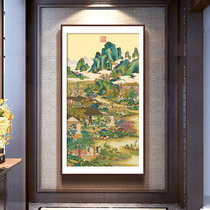 Spring Cross embroidered Yongzheng December September 2022 new line embroidered handmade vertical version Living room Book room Biography Title Painting