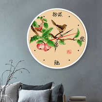 Cross stitch watch 2021 new thread embroidery flower wall clock embroidery handmade living room dining room small piece simple self-embroidery