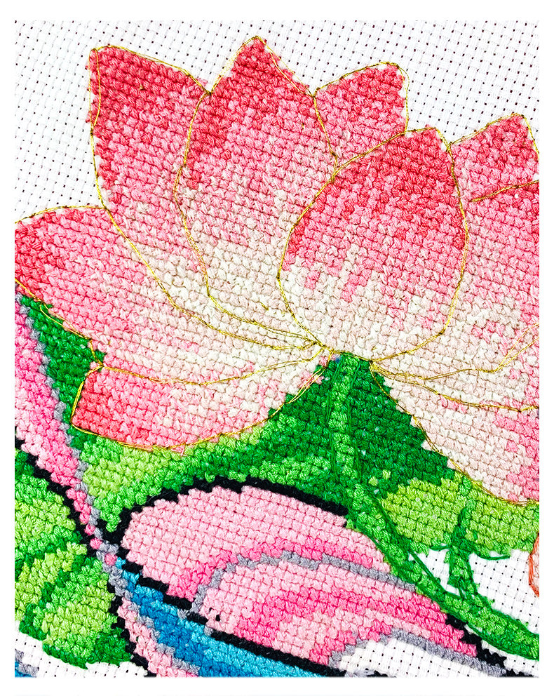 Готовая вышивка крестом 已绣好的纯手工春天埃及长绒棉十字绣成品年年有余中国风安格绣布