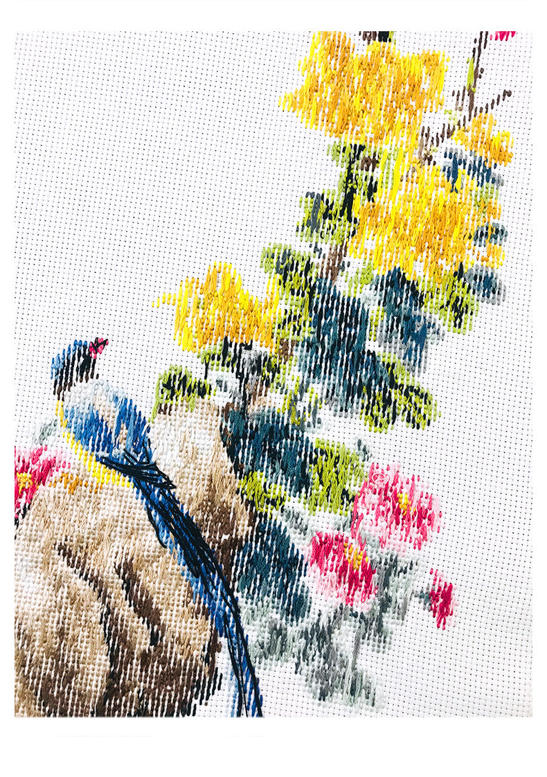 Готовая вышивка крестом 纯手工已绣好的春天埃及长绒棉十字绣成品中国风梅兰竹菊安格绣布