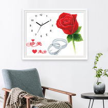 True love eternal cross stitch watch small rose wall clock Living room dining room printing new thread embroidery handmade self embroidery